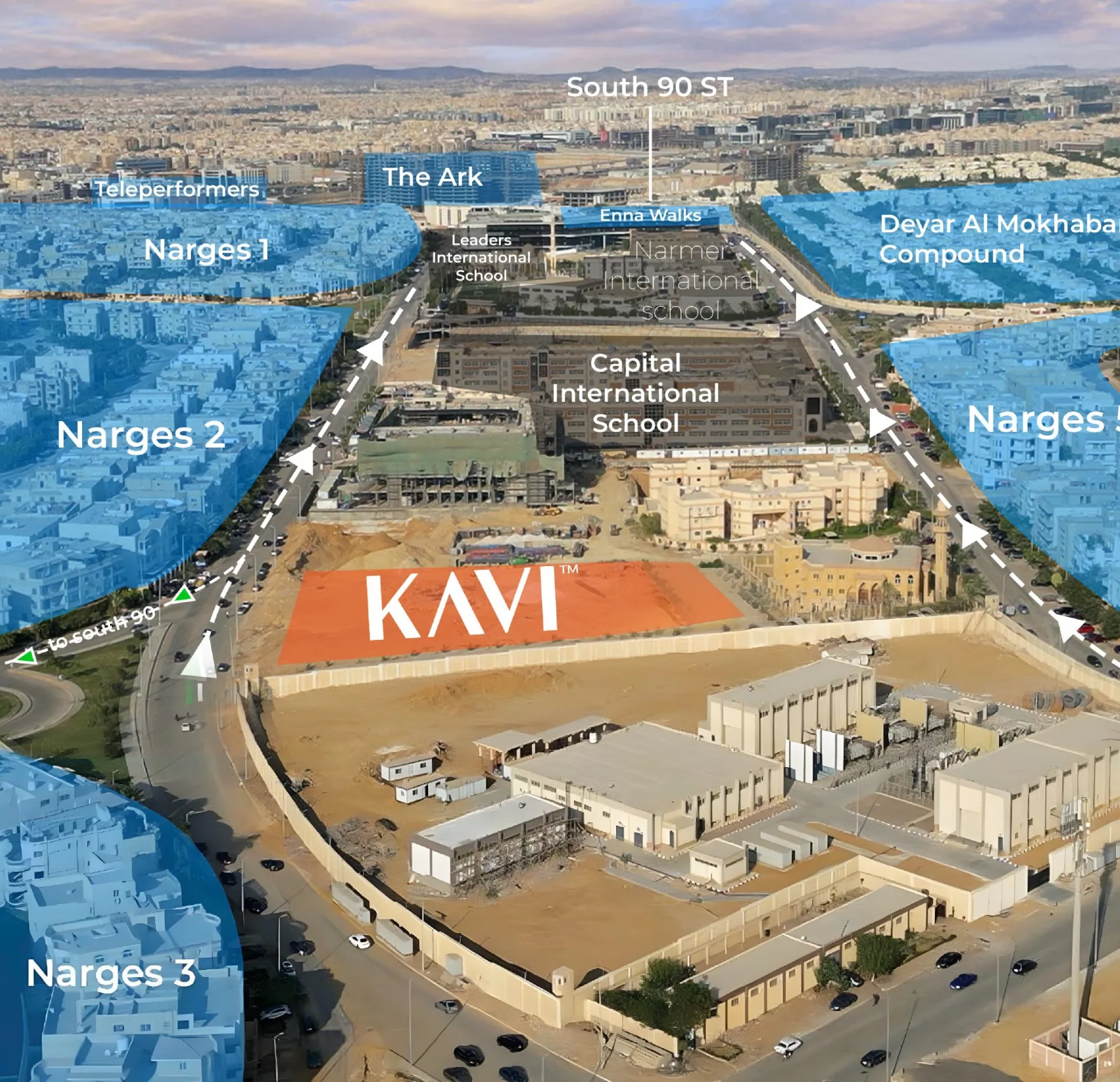 Aerial photo of the KAVI Mall plot in Narges, New Cairo